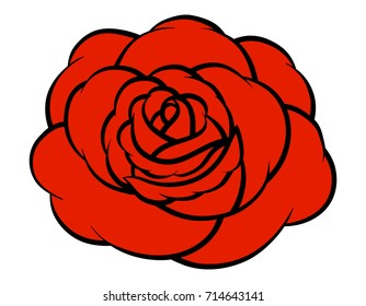 Red rose isolated on white background. Vector illustration.