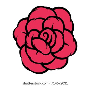 Red rose isolated on white background. Vector illustration.