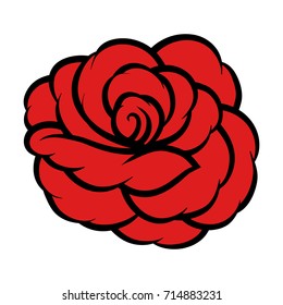 Red rose isolated on white background. Vector illustration.
