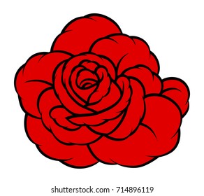 Red rose isolated on white background. Vector illustration.