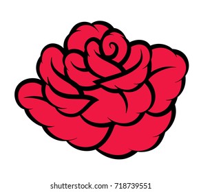Red rose isolated on white background. Vector illustration.