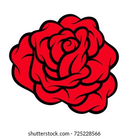 Red rose isolated on white background. Vector illustration.
