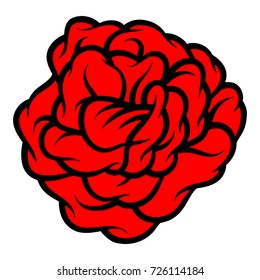 Red rose isolated on white background. Vector illustration.