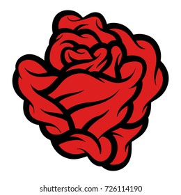 Red rose isolated on white background. Vector illustration.