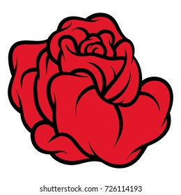 Red rose isolated on white background. Vector illustration.