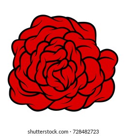 Red rose isolated on white background. Vector illustration.