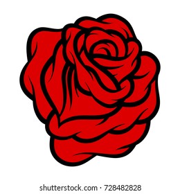 Red rose isolated on white background. Vector illustration.