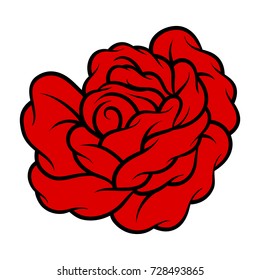 Red rose isolated on white background. Vector illustration.