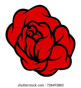Red rose isolated on white background. Vector illustration.