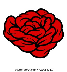 Red rose isolated on white background. Vector illustration.