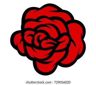 Red rose isolated on white background. Vector illustration.