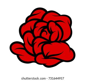 Red rose isolated on white background. Vector illustration.