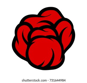 Red rose isolated on white background. Vector illustration.