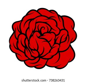 Red rose isolated on white background. Vector illustration.