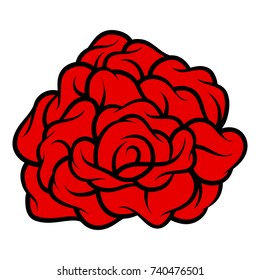 Red rose isolated on white background. Vector illustration.