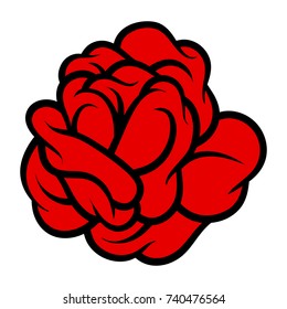 Red rose isolated on white background. Vector illustration.