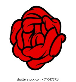 Red rose isolated on white background. Vector illustration.