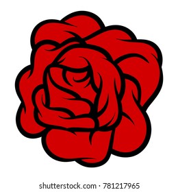 Red rose isolated on white background. Vector illustration.
