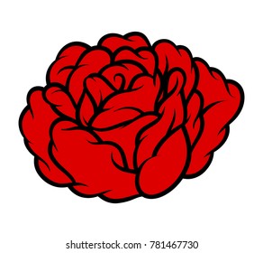 Red rose isolated on white background. Vector illustration.