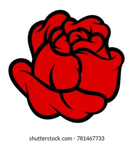 Red rose isolated on white background. Vector illustration.