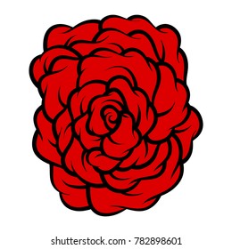 Red rose isolated on white background. Vector illustration.