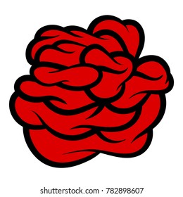 Red rose isolated on white background. Vector illustration.