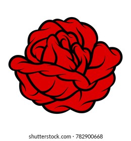 Red rose isolated on white background. Vector illustration.