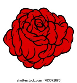 Red rose isolated on white background. Vector illustration.