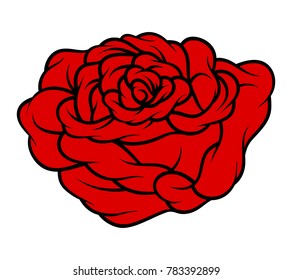 Red rose isolated on white background. Vector illustration.