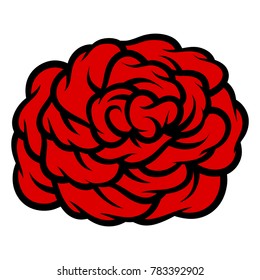 Red rose isolated on white background. Vector illustration.