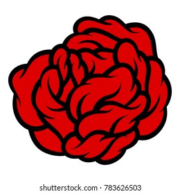 Red rose isolated on white background. Vector illustration.
