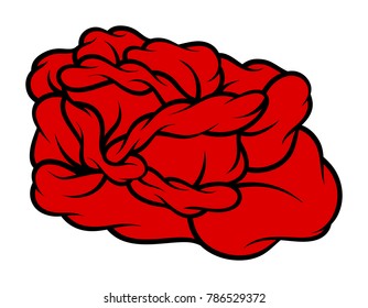 Red rose isolated on white background. Vector illustration.