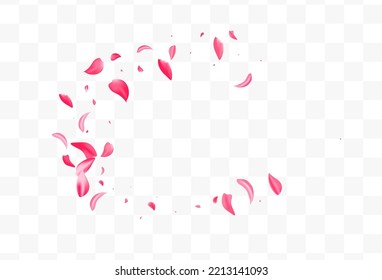 Red Rose Japan Vector Transparent Background. Spring Petal Design. Beautiful Sakura Fall Backdrop. Delicate Blossom Summer Cover.