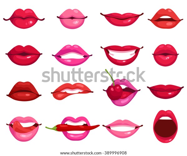 Red Rose Kissing Smiling Cartoon Lips Stock Vector (Royalty Free ...