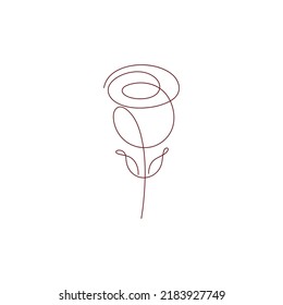 Red rose line art design illustration template