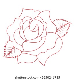 Red Rose Line Art – Floral Outline Illustration	