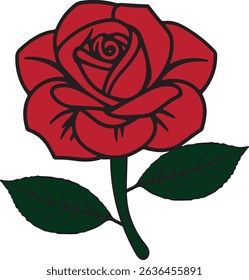 Red rose line art vector