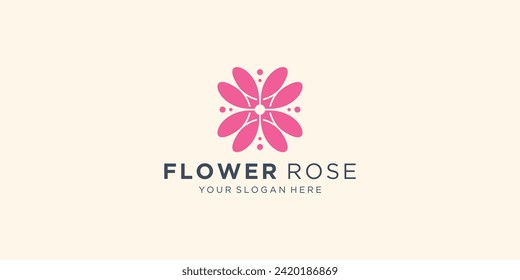 Rose Logo Design. Blumenrose, spiralförmige Vektorgrafik.