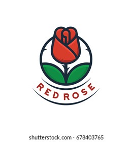 Red rose logo design, Flower beauty icon logotype design Vector illustration