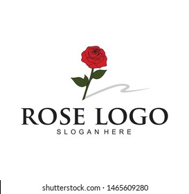 red rose logo design template. with shadow r