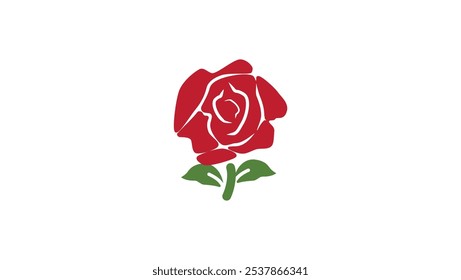 red Rose Logo, flat color illustration