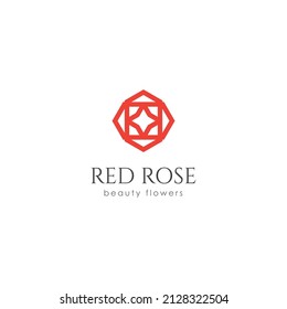 red rose logo icon,Vector abstract badge for design of flower shop, cosmetics, beauty, perfume, spa, yoga