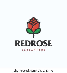 Red rose logo template Vector illustration