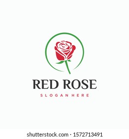 Red rose logo template Vector illustration