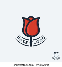 Red rose logo template Vector Illustration