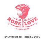 Red rose logo - vector illustration, emblem design on white background
