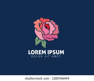 Red rose logo - vector illustration, emblem design on white background - Vektör