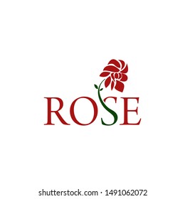 Red Rose Logo Vector Illustration Emblem Stock Vector 
