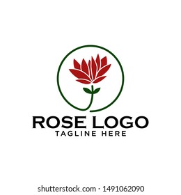 Red Rose Logo Vector Illustration Emblem Stock Vector 