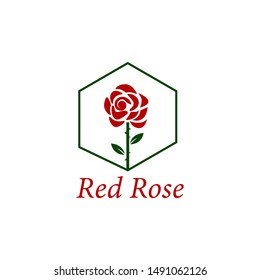 Red Rose Logo Vector Illustration Emblem Stock Vector 